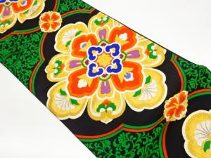 華文に花唐草模様織出し袋帯